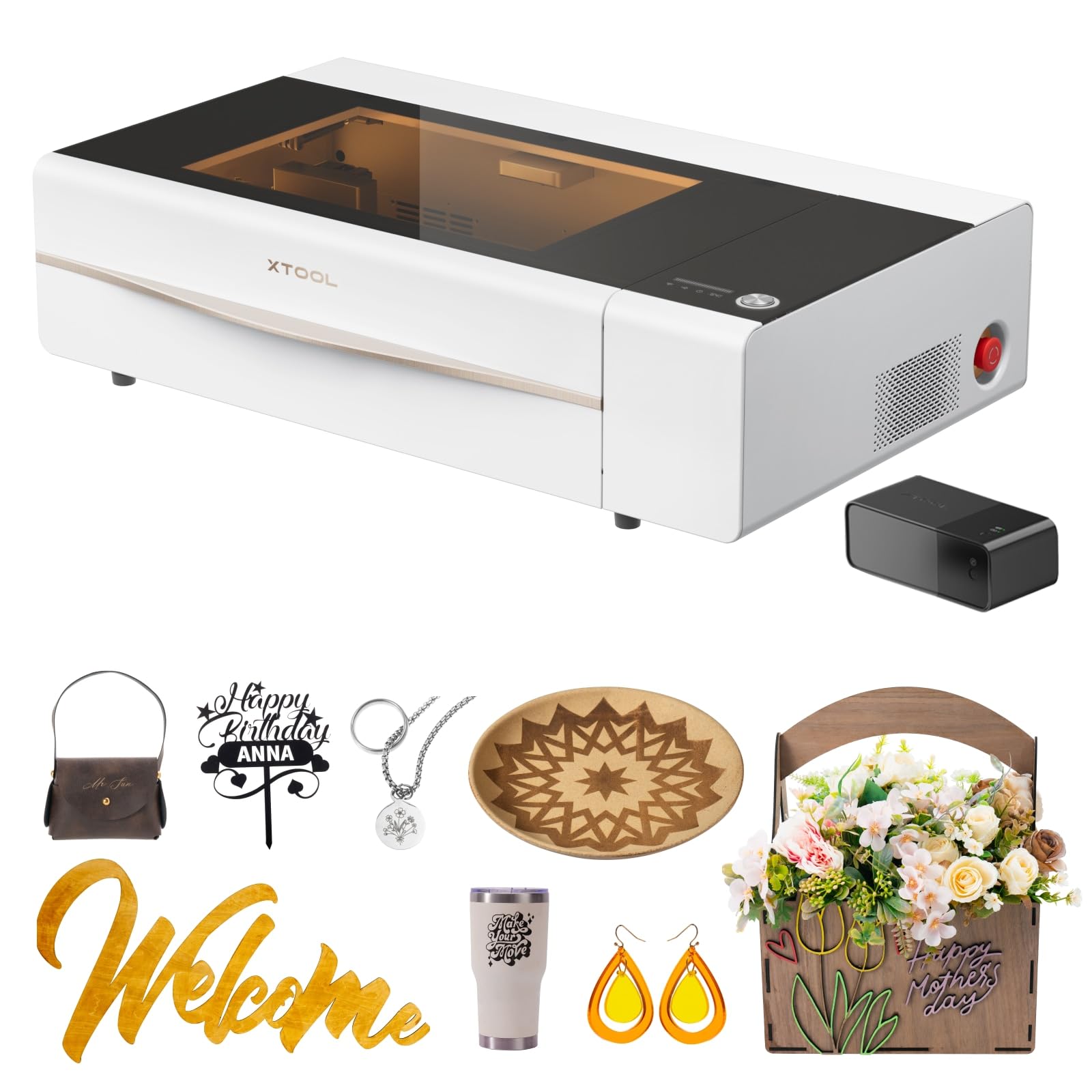 xTool P2 55W CO2 Laser Cutter, Smart Desktop CO2 Laser Engraver and Cutter Machine, Dual Smart 16MP Cameras, Curved Surface Engraving, Create with - WoodArtSupply