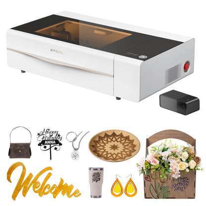 xTool P2 55W CO2 Laser Cutter, Smart Desktop CO2 Laser Engraver and Cutter Machine, Dual Smart 16MP Cameras, Curved Surface Engraving, Create with - WoodArtSupply