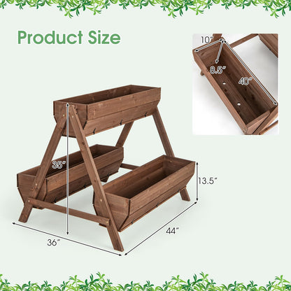 CLEEMAN Vertical Raised Garden Bed, Tiered Wooden Flower Bed with 3 Planter Boxes and 6 Drainage Holes for Vegetable, Flower, Fruit, Indoor Outdoor