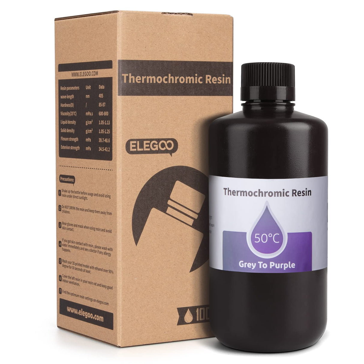 ELEGOO Thermochromic Resin LCD UV-Curing Resin, Turning from Grey to Purple, 1000G ELEGOO