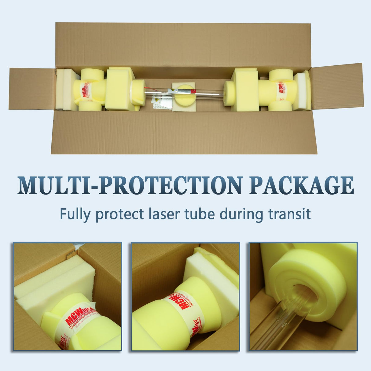 MCWlaser 50W CO2 Laser Tube Length 850mm Dia. 55mm with Metal Head for CO2 Laser Engraver Cutting Machine MCWlaser