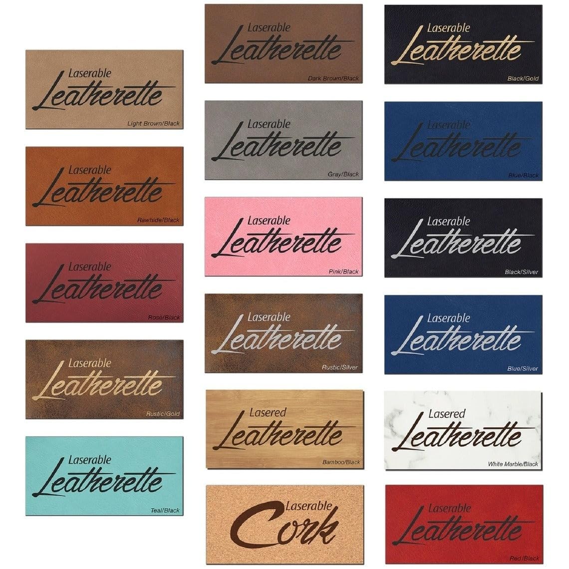 Premium Eco-Friendly Laserable Leatherette Sheets: 12" x 18" with Heat Transfer Adhesive & 12" x 24" Non-Adhesive - Perfect for Precision Engraving