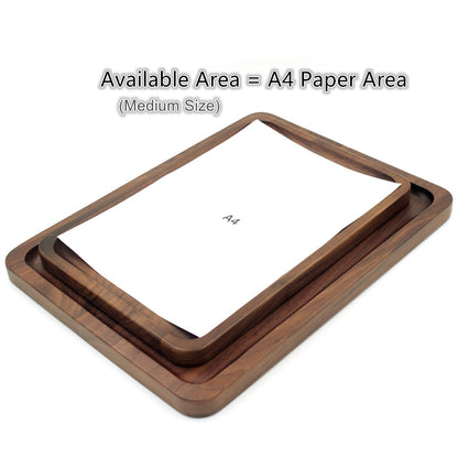Bamber Wood Serving Tray Wooden Decorative Coffee Tea Platter Black Walnut 15.3 x 11.4 Inches