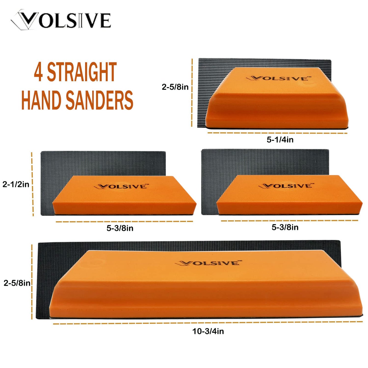 VOLSIVE 7pcs Hand Sanding Block Set, Rectangle Handheld Sanding Pad, Hook and Loop Interchangeable Assorted Shapes, for Sanding or Polishing in Auto VOLSIVE