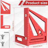 3D Multi-Angle Measuring Ruler, Aluminum Alloy Imperial Woodworking Square Ruler, Precise 22.5°- 90° Drawing Liner Scriber, with Wrench, for Janoiuc