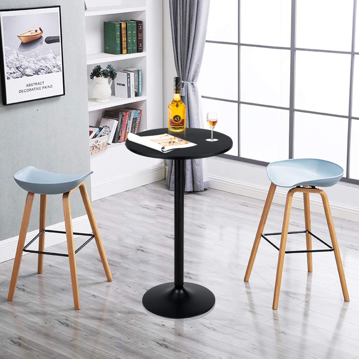 Giantex Modern 24-Inch Round Pub Table - 40-Inch Height Cocktail Table for Home & Restaurant - WoodArtSupply