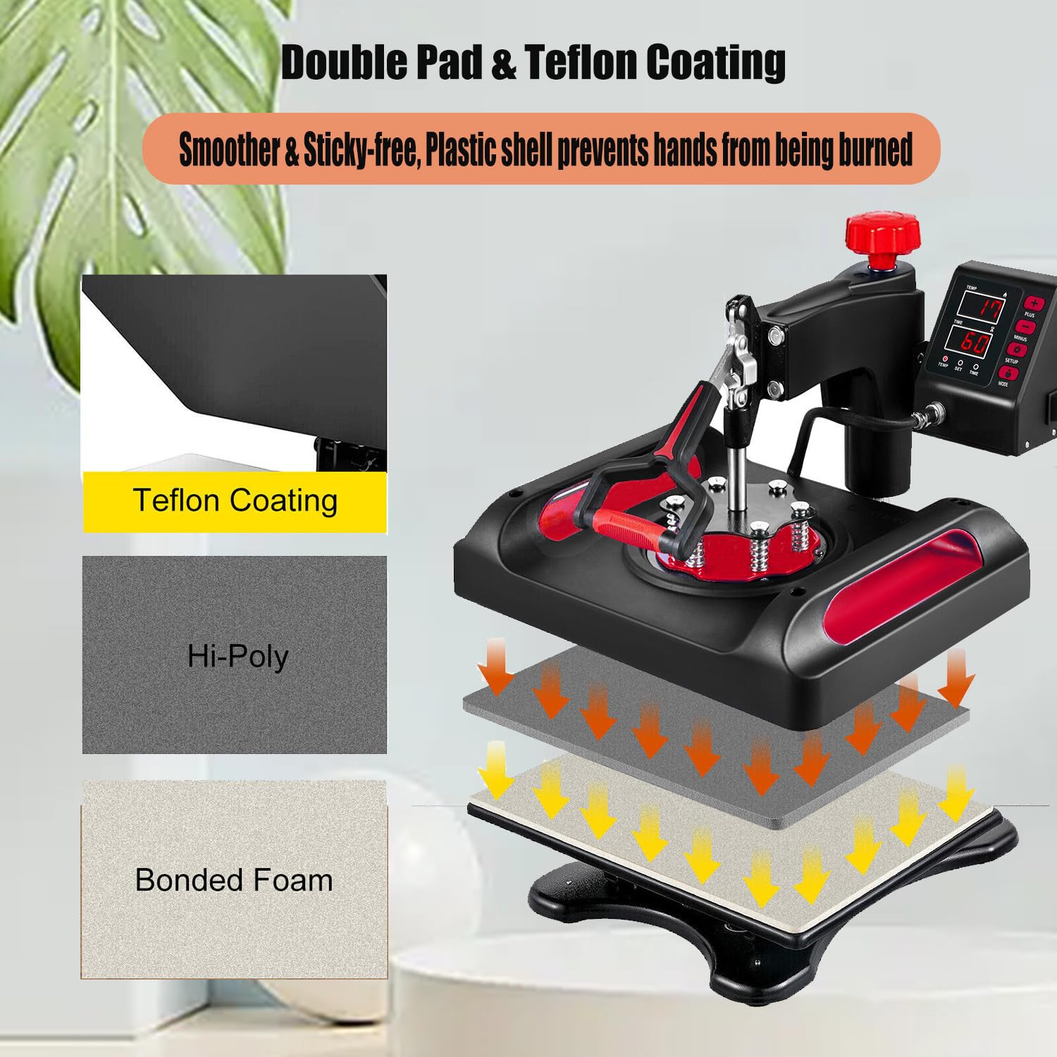 Heat Press,12x15 in, Assemble Sublimation Transfer, 360 Swing Away Digital Sublimation, Fast Heating, with Anti-Scald Surface, for T-Shirts, Bags, - WoodArtSupply