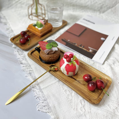 Wood Serving Tray, Wooden Trays,Small Wood Tray Wood Platter for Serving Food Dessert Appetizer Cheese Boards Fruit Cookie Vanity Home Decor Bathroom