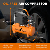 WALNUT CANYON 2 Gallon Air Compressor, 1.8 SCFM@90 PSI Air Compressor Portable, 1.1 HP Oil-Free Small Air Compressor Max 150 PSI, 70 dB Quiet Air WALNUT CANYON