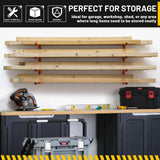 YYR Wood Organizer and Lumber Storage Rack Wall Mount, Heavy Duty Metal Shelf with 4-Level Holds Up 800 LBS, Indoor & Outdoor Use - Orange YYR