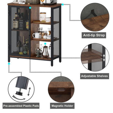 Farmhouse Coffee Bar Cabinet by BON AUGURE – Rustic Oak Storage Sideboard for Kitchen and Dining Room BON AUGURE