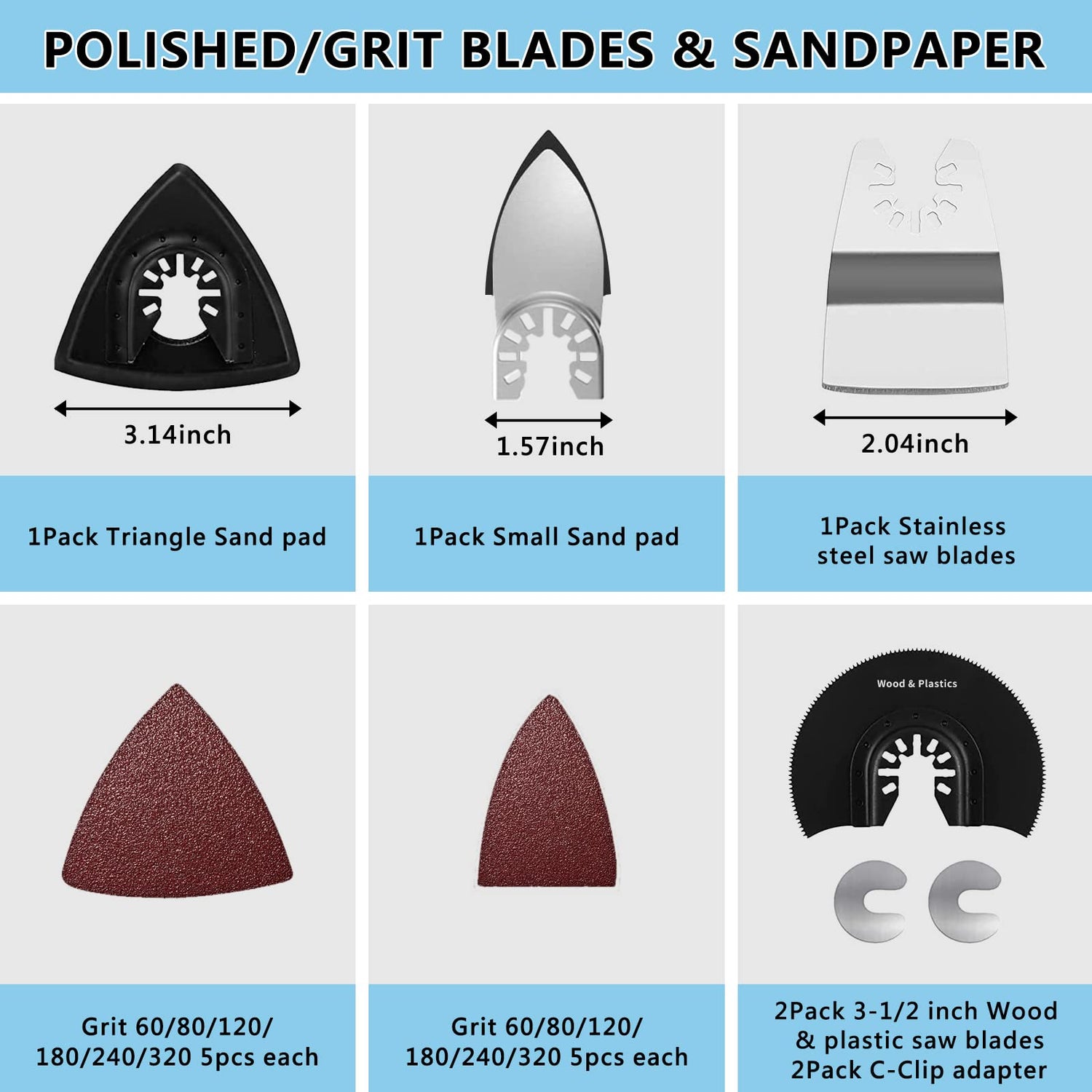 OTUCO 94 Pack Oscillating Saw Blades, Wood Metal Cutting Multitool Bi-Metal Blades Quick Release Tool Blades Kits Fit for Dewalt, Makita, Ryobi, OTUCO