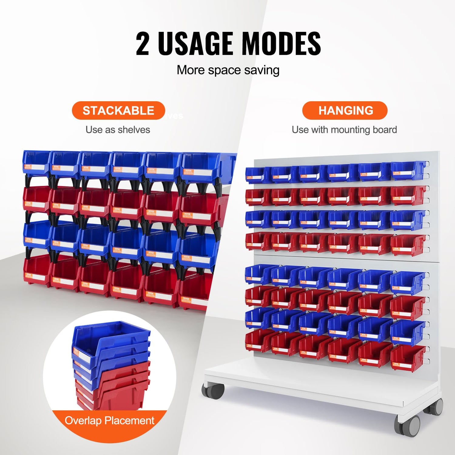 VEVOR Plastic Stackable Storage Bins 24 Pack (5 x 4 x 3-Inch), Hanging Stackable Storage Organizer Bins, Heavy Duty Stacking Containers for Closet, VEVOR
