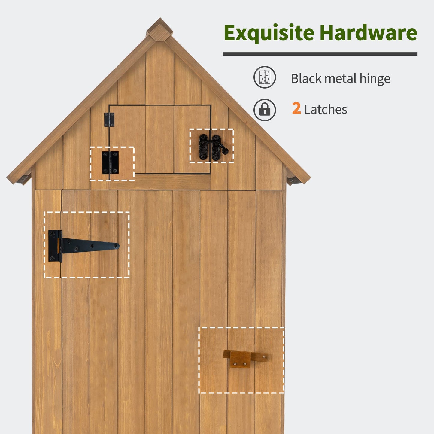 MCombo Outdoor Storage Cabinet Tool Shed Wooden Garden Shed Organizer Wooden Lockers with Fir Wood (70") 0770 (Natural) - WoodArtSupply