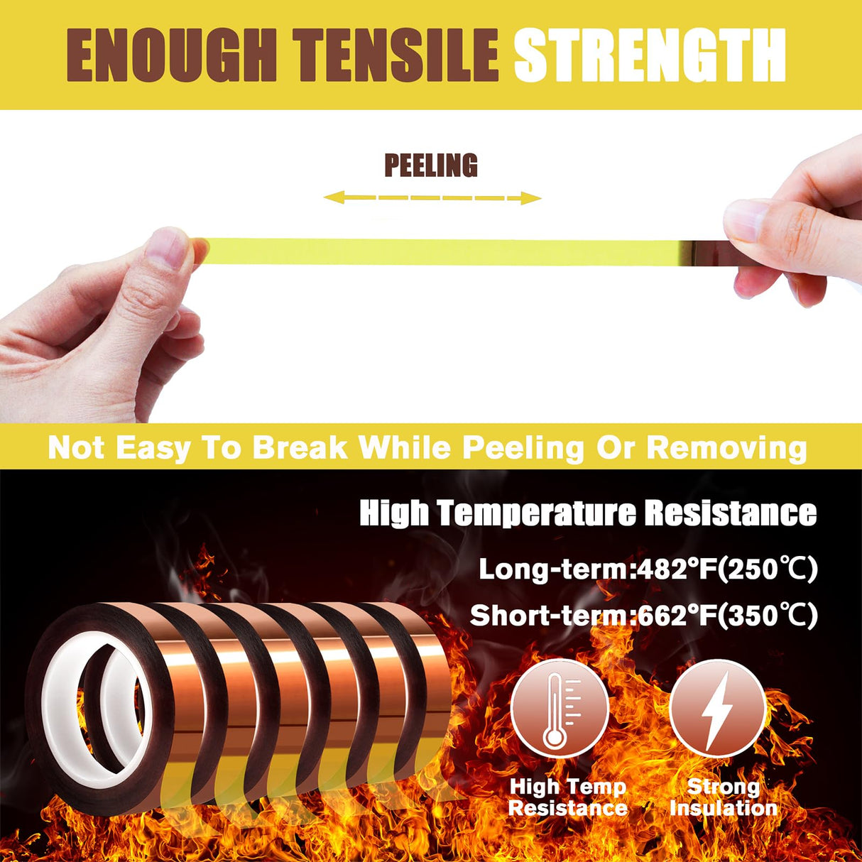 MEBMIK 6 Rolls 10mm x16m(52FT) Heat Tape High Temperature Heat Resistant Tape Heat Transfer Tape for Heat Sublimation Press Vinyl,No Residue MEBMIK