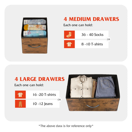 WLIVE Dresser for Bedroom with 8 Drawers, Wide Fabric Dresser for Storage and Organization, Bedroom Dresser, Chest of Drawers for Living Room, WLIVE