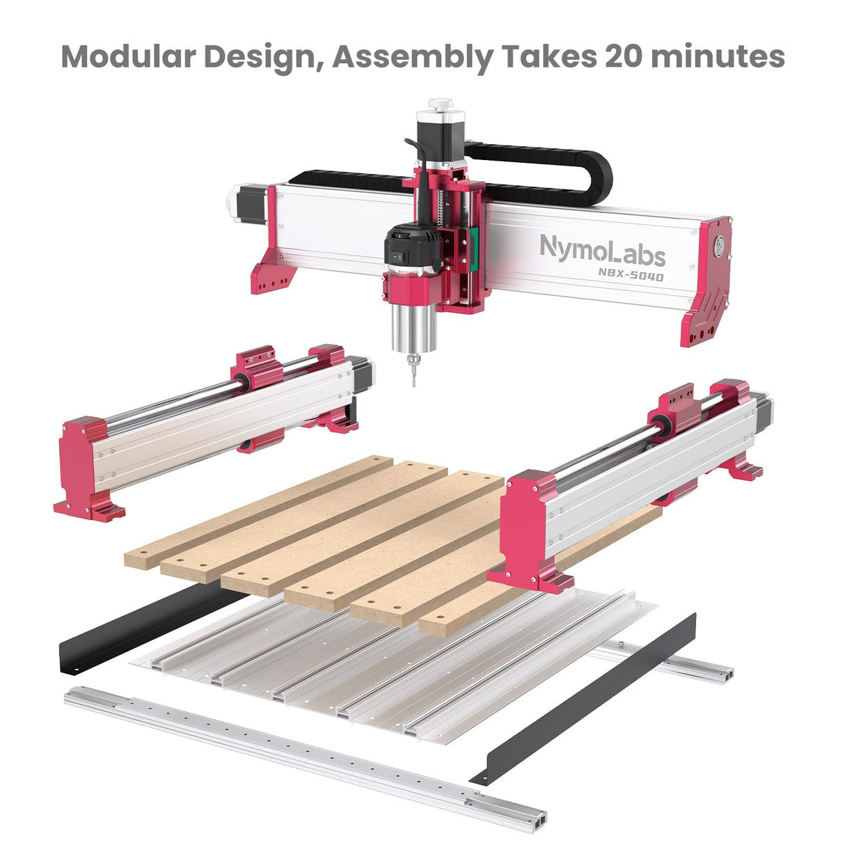 NymoLabs NBX-5040 CNC Router Machine with Custom-Made 710W 7000-30000 RPM Trim Router Spindle & ER-11 Collet, Milling Engraving for Wood Acrylic NYMOLABS