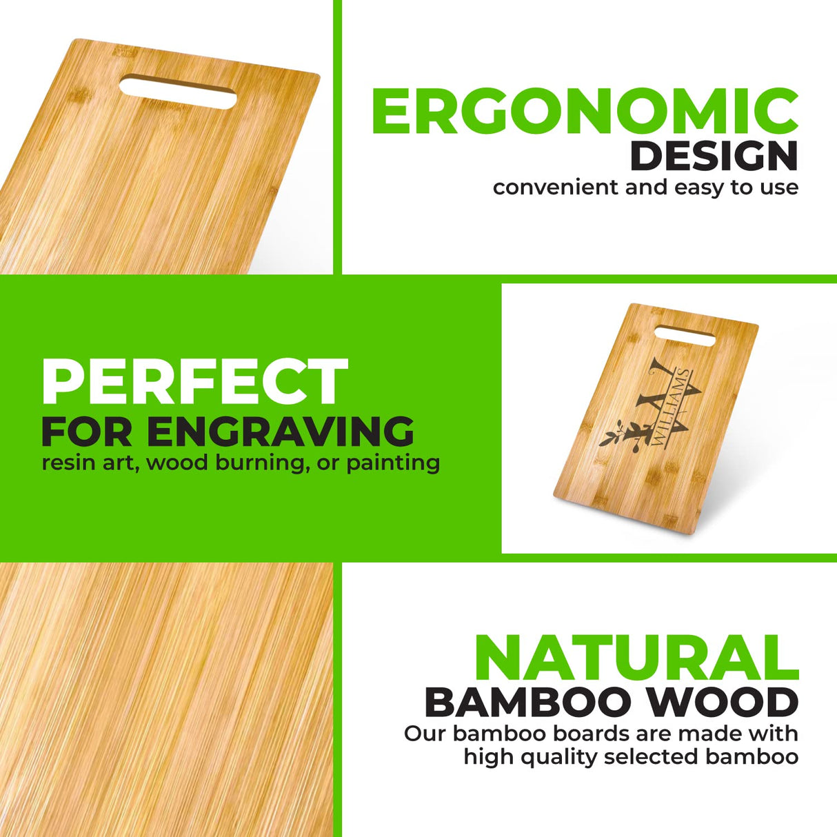 Bulk Plain Bamboo Cutting Board (Set of 12) | For Customized, Personalized Engraving Purpose | Wholesale Premium Blank Bamboo Board (Rectangular 12" Ven-Trap