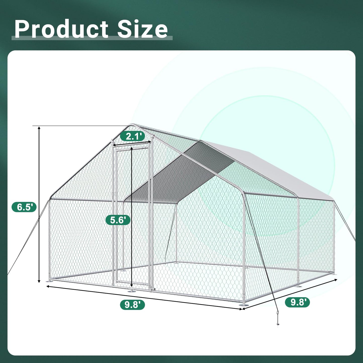 CHICKENPEN Large Metal Chicken Coop Walk-in Poultry Cage Chicken Run Pen Rabbit Duck House with Waterproof and Anti-UV Cover for Outdoor Farm Use - WoodArtSupply