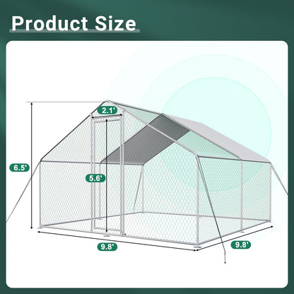 CHICKENPEN Large Metal Chicken Coop Walk-in Poultry Cage Chicken Run Pen Rabbit Duck House with Waterproof and Anti-UV Cover for Outdoor Farm Use - WoodArtSupply