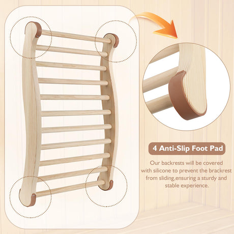 Sauna Backrest Wiiyita Sauna Accessories Wooden Slip-Resistant Non-Toxic Comfortable S-Shape Design Sauna Chair with Back, Sauna Accessories for Any Wiiyita