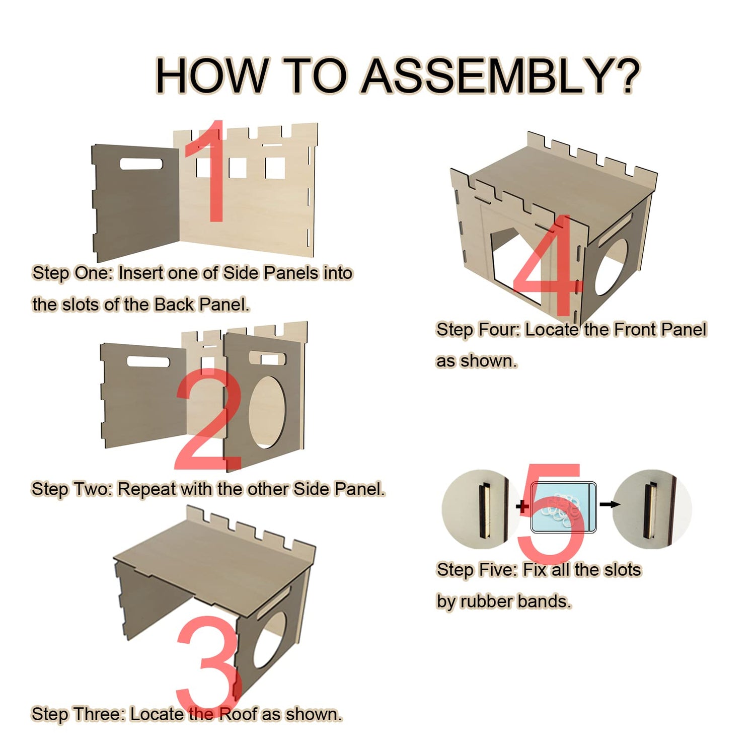 HIIMALEX Sturdy Bunny House with Spacious Perch Hidey Detachable Playhouse for Rabbit Hideout Castle Tower Toys for Indoor Bunnies Guinea Pig Hamster HIIMALEX