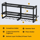 SOYEEZE Power Tool Organizer & Storage Wall Mount - Heavy Duty Metal 8 Drill Holder, 3 Layer Premium Garage Utility Power Tool Rack &Tool Shelf，Great SOYEEZE