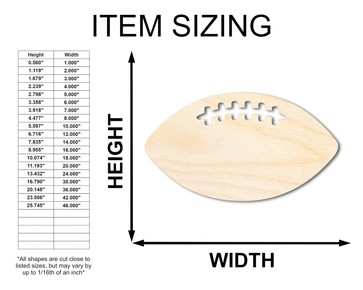 Unfinished Wood Football Threads Shape - Sports Craft - up to 36" DIY 12" / 1/4" 24 Hour Crafts