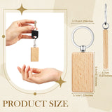 50 Pieces Wooden Keychain Blanks Laser Engraving Blanks Wood Blanks Key Chain Bulk Unfinished Wooden Key Ring Key Tag for DIY Gift Crafts (Rectangle) Yinkin