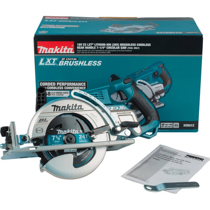 Makita XSR01Z 36V (18V X2) LXT® Brushless Rear Handle 7-1/4" Circular Saw, Tool Only - WoodArtSupply