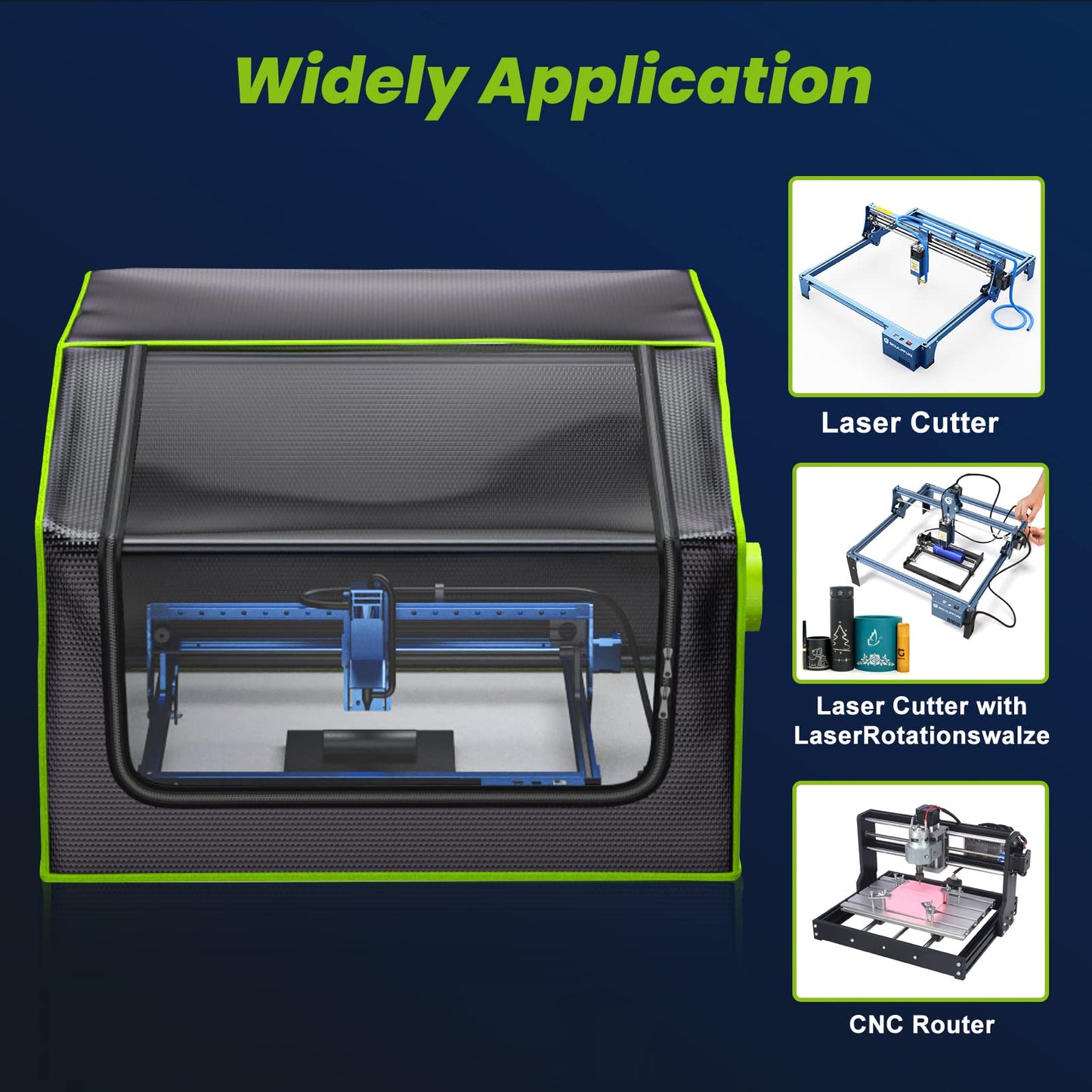 BROVR Laser Engraver Enclosure with Exhaust Fan, Pipe, LED Light, Fireproof Laser Enclosure for Most Laser Cutter, Laser Accessories Effectively - WoodArtSupply