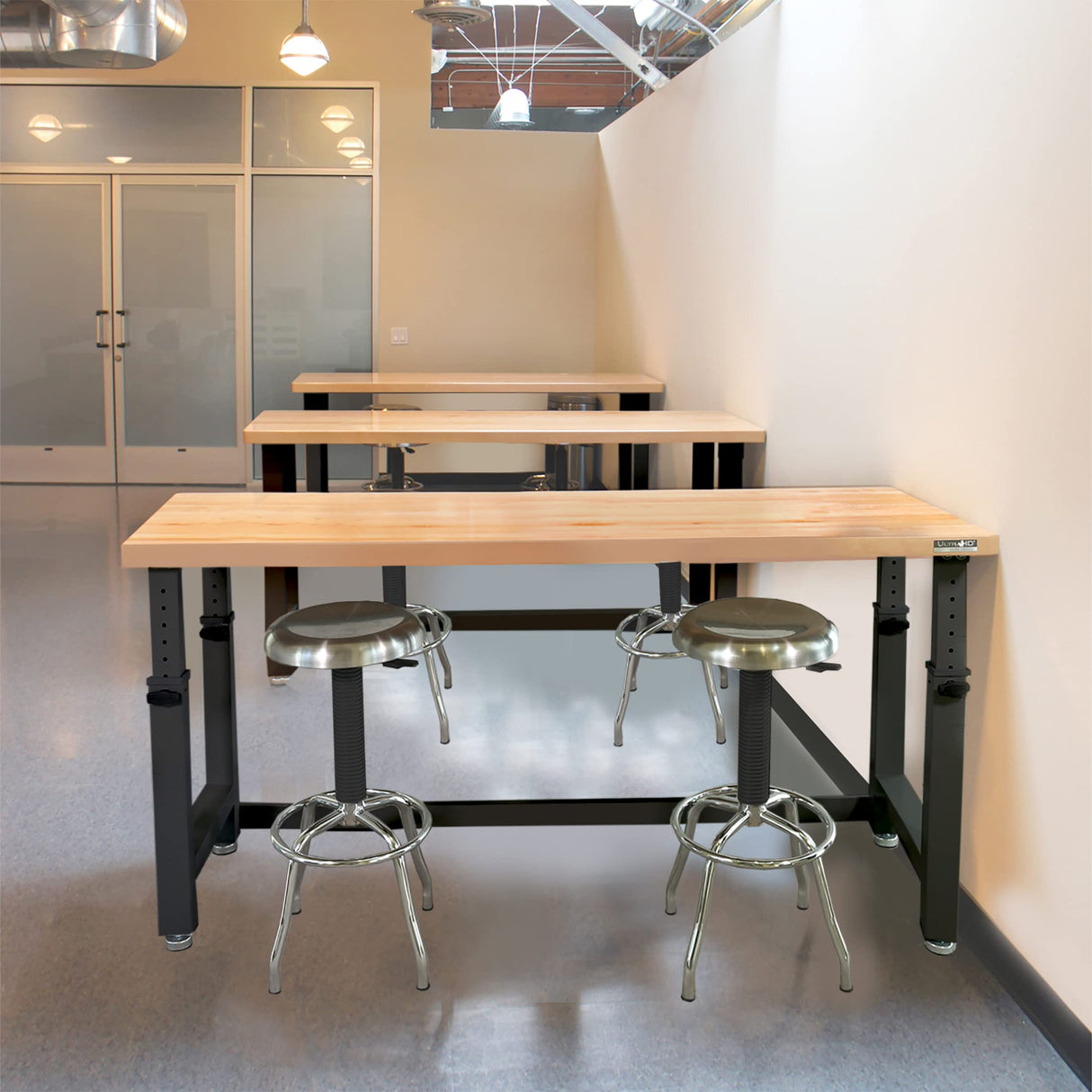 Seville Classics UltraHD Heavy Duty Commercial Height Adjustable Workbench w/Solid Wood Top, 1000 lbs. Weight Capacity for Garage, Warehouse, Seville Classics