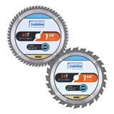 Luckyway 2-Pack 7-1/4 Inch 24T Framing & 60T Finish with 5/8 Inch Arbor TCT Circular Saw Blade for Cutting Wood Luckyway