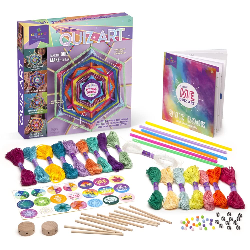 Craft-tastic – All About Me Quiz Art – Craft Kit – Answer Fun Questions to Make a Personalized Piece of Art – Ages 8+ - WoodArtSupply