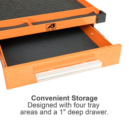 Aain LT18 Heavy Duty Adjustable Work Table with Drawer for Mechanic,220lbs Capacity Rolling Tool Tray Table with Wheels Orange - WoodArtSupply