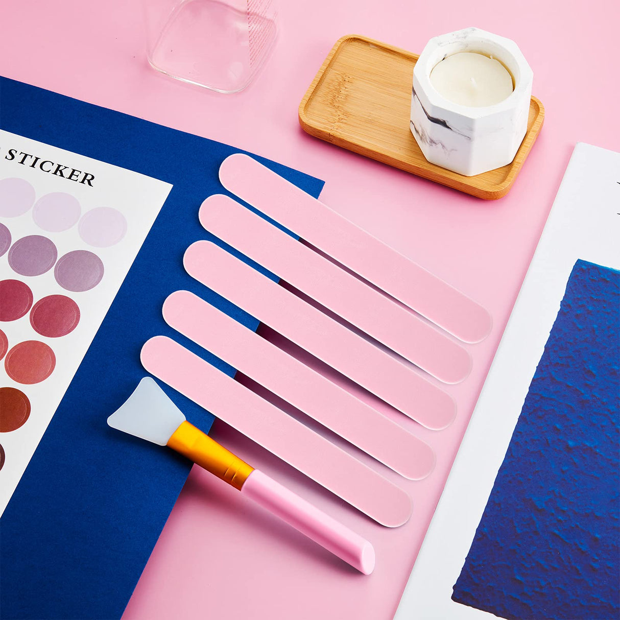 15 Pieces Reusable Stir Sticks Sets Include 12 Pieces Resin Sticks Stirring Makeup Stick and 3 Pieces Silicone Epoxy Brushes for Mixing Resin Epoxy Patelai