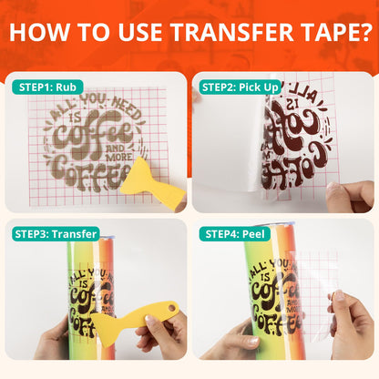 YRYM HT Transfer Tape for Vinyl -12" x 12 FT w/Red Alignment Grid Transfer Paper, Medium Tack Vinyl Transfer Tape for Adhesive Vinyl for Cricut Signs