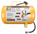 Performance Tool W10005 Hi-viz 5-Gallon Horizontal Portable Air Tank With Tire Air Chuck , Yellow Performance Tool