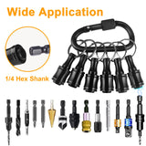 AMZBUY Screwdriver Bits Holder Tool Set - 6Pcs Hex Keychain with Magnetic Tip, Nut Adapter and Belt Clip, Quick Change Release for Power and Hand AMZBUY