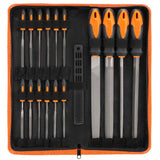 17Pcs File Tool Set with Carry Case,Premium Grade T12 Drop Forged Alloy Steel, Precision Flat/Triangle/Half-round/Round Large File and 12pcs Needle VUDAMAI