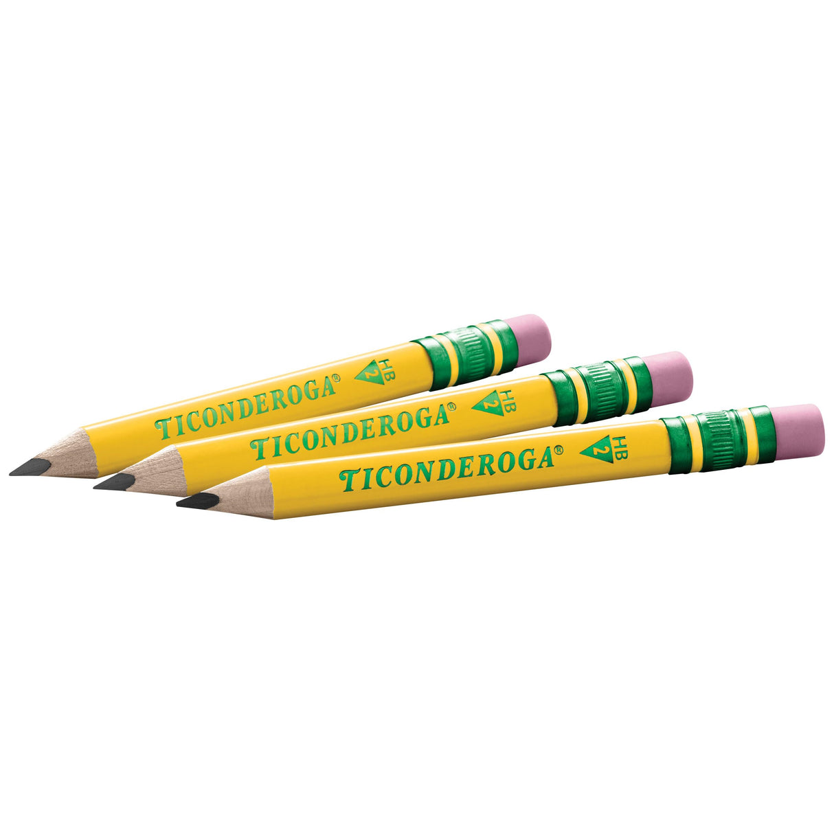 Ticonderoga My First Short Triangular Wood-Cased Pencils, 2 HB Soft, With Erasers, Yellow, 12 Count Ticonderoga