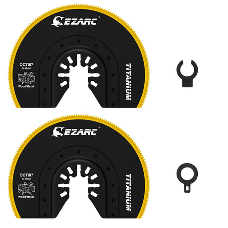 EZARC Oscillating Multitool Blades Titanium, 2PCS Semi Circle Flush Cut Oscillating Saw Blades for Wood Metal Nails Screws Cutting, Universal Quick EZARC