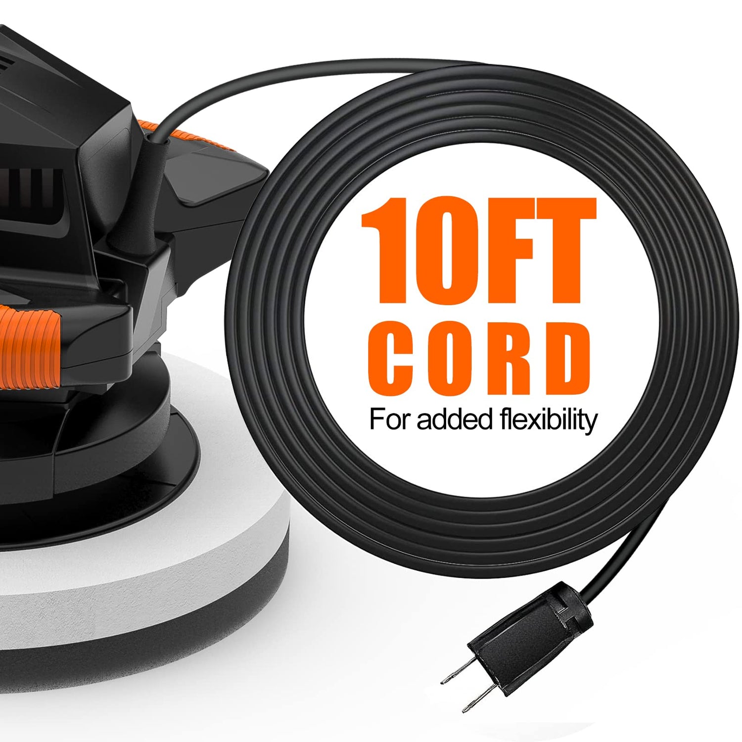 THINKWORK Buffer Polisher,10 Inch Car Polisher Sets with 4 Buffing and Polishing Bonnets,6 Variable Speed 1500-3600 RPM,Double handle, Ideal for Car THINKWORK