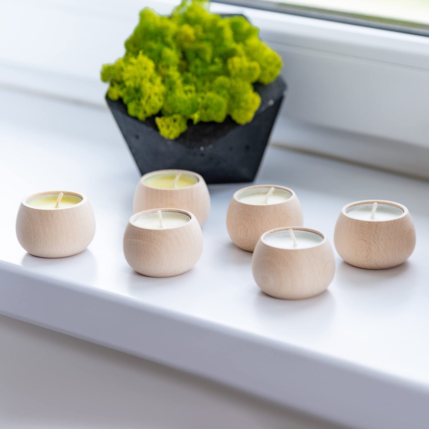 Woodvio - Handmade Wooden Candle Holders for votives and Tea Lights Candles, Set of 6 - WoodArtSupply