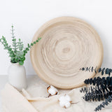 SAMGUYUE Wooden Bowls Round Decorative Paulownia Wood Centerpiece Bowls for Home Decor Natural Fruit Bowl for Coffee Table Key Tray for Entryway Moss SAMGUYUE