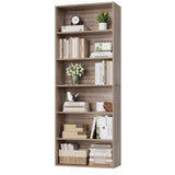FOTOSOK 6-Tier Light Oak Open Bookcase - Freestanding Storage for Home & Office FOTOSOK