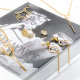 Necklace and Earring Jewelry Set, with 24 Pairs Layered Ball Dangle Hoop Stud Earrings and 4 PCS Necklaces of Different Lengths for Women Jewelry AROIC