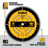 DEWALT Table Saw Blade, 10 inch, 80 Tooth, Fine Finish, Ultra Sharp Carbide (DWA11080) DEWALT