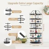 LASZOLA 6 Tier Rotating Earring Holder Organizer, Adjustable Metal Jewelry Display Stand for Women Girls, 480 Holes and Grooves Large Stud Earring LASZOLA