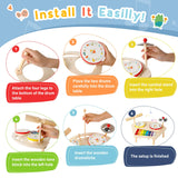 Hilifexll Kids Drum Set for Toddlers 1-3, Baby Preschool Musical Toys 7 in 1 Montessori Instruments Set Wooden Music Toy Baby Drum Kit Xylophone Hilifexll